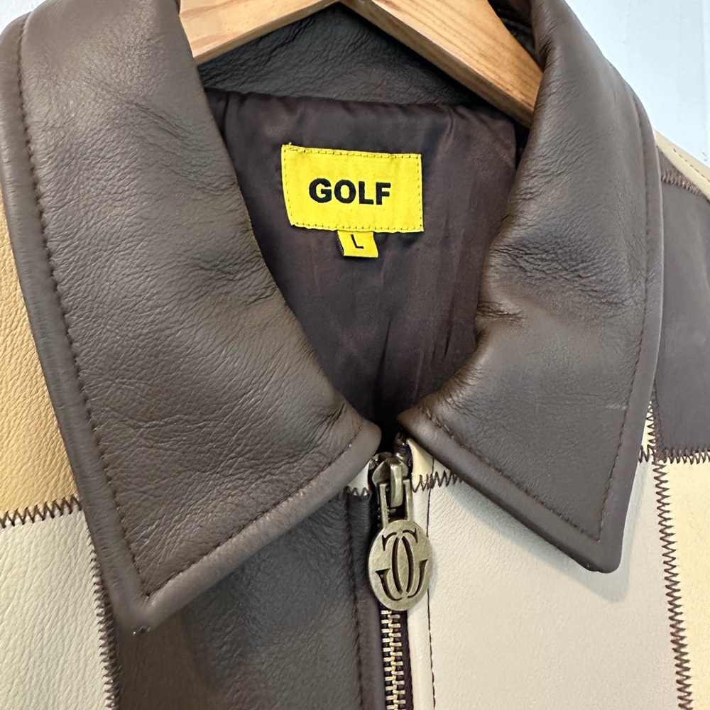 Golf Wang Leather Patchwork Jacket Brown Combo La… - image 6